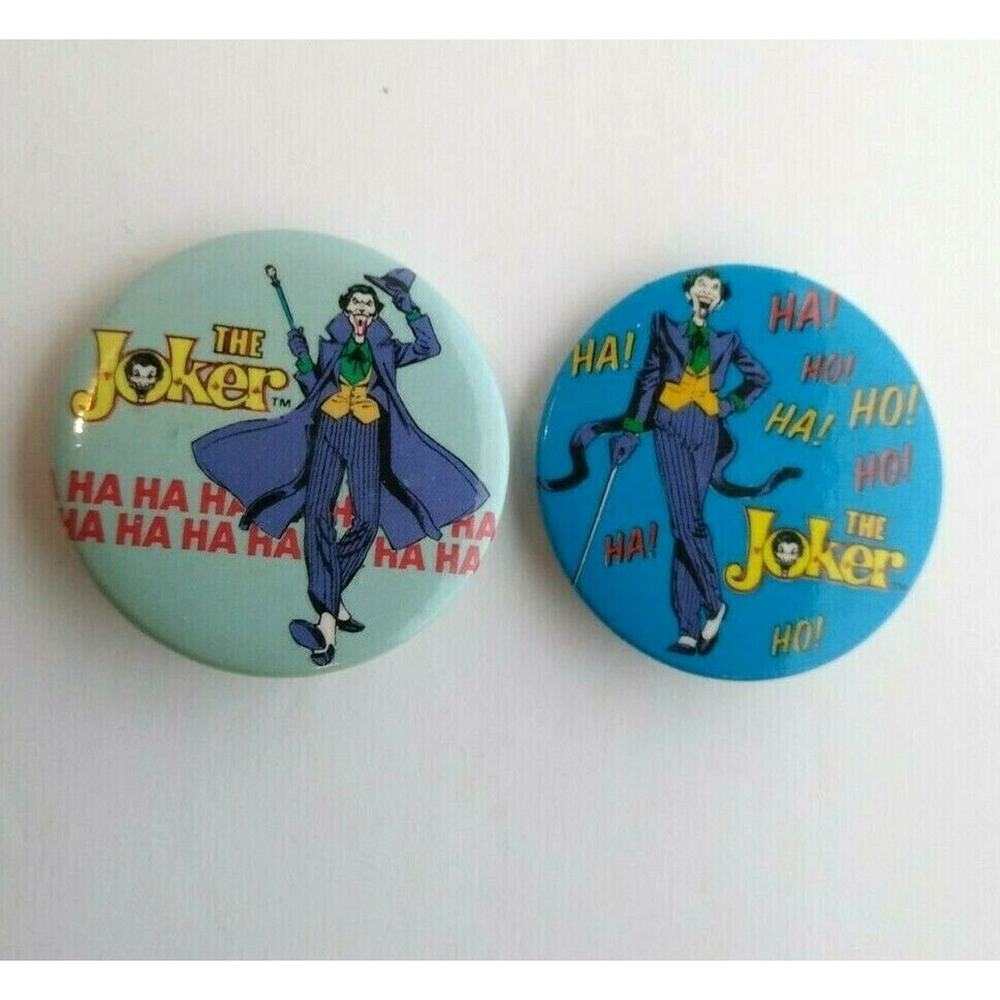 Joker Batman Pinback Button Badges (2) Original 1982 Licensed Official DC Comics